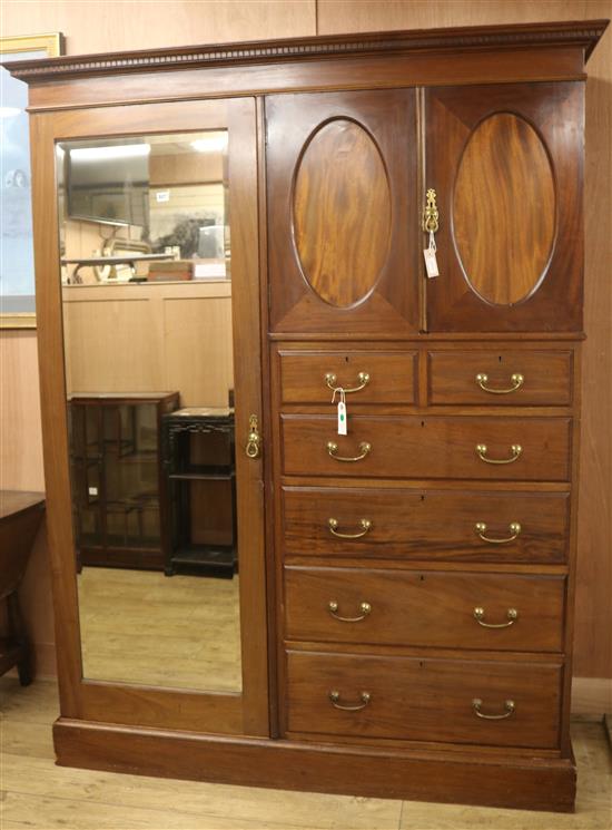 An Edwardian inlaid mahogany compactum, H.206cm